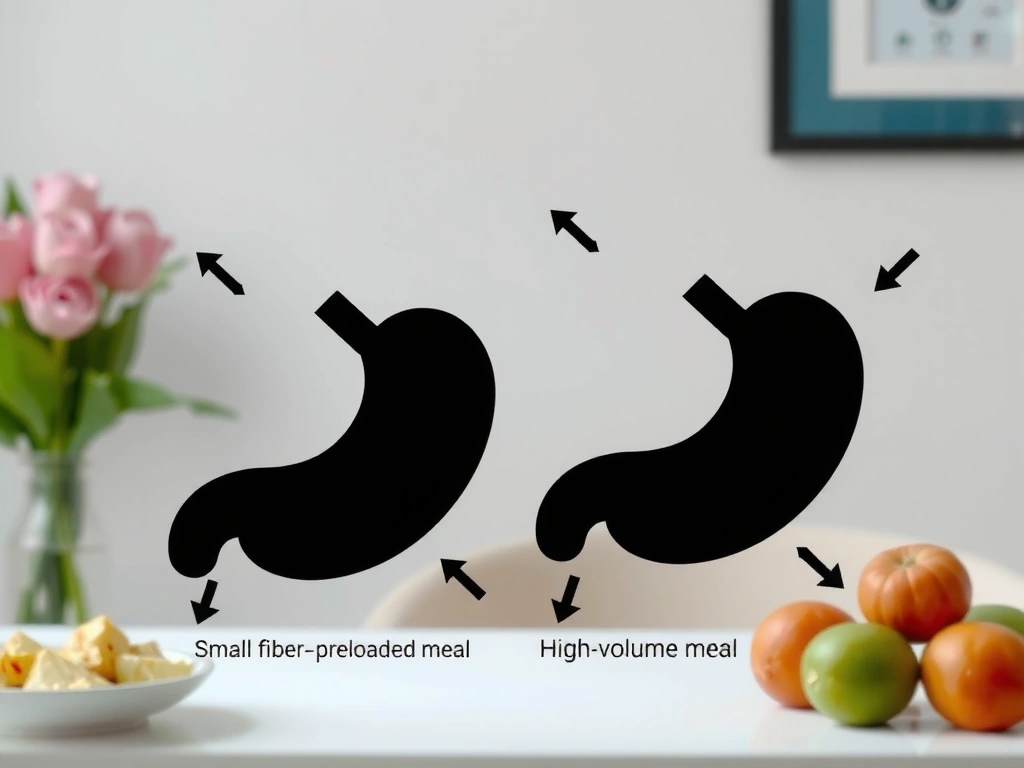 Stomach volume before and after fiber pre-load